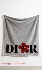 Dior Red Hibiscus Flannel Sofa Throw Blanket D054